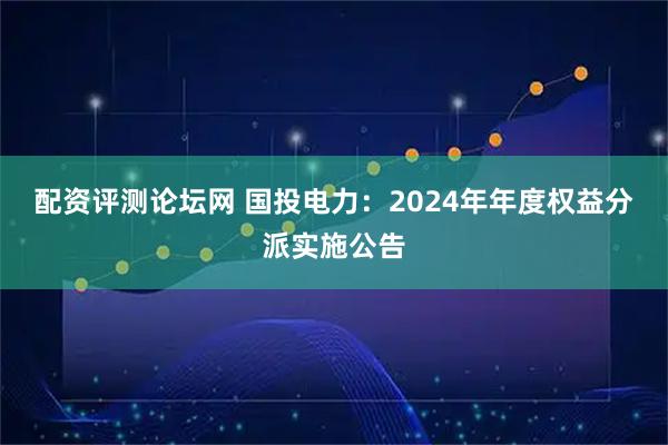 配资评测论坛网 国投电力：2024年年度权益分派实施公告