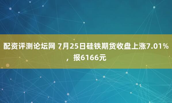 配资评测论坛网 7月25日硅铁期货收盘上涨7.01%，报6166元